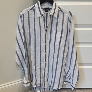 Island Company Blue and White Striped Shirt